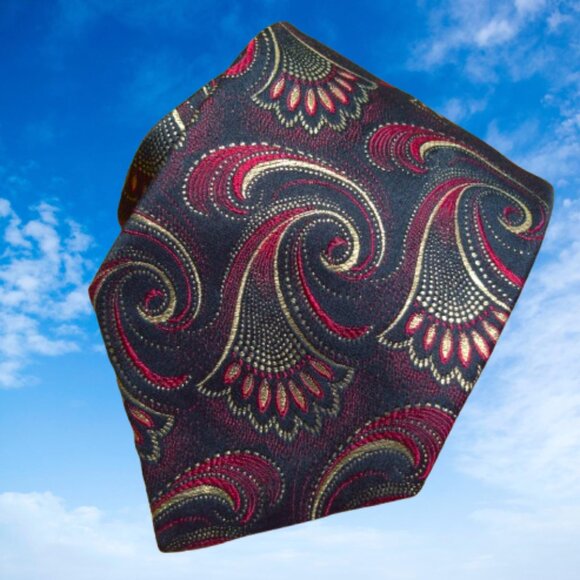 $3999 New Rare Brioni Tie Paisley Black maroon red Handmade Italy 24K Gold Silk - Picture 1 of 16